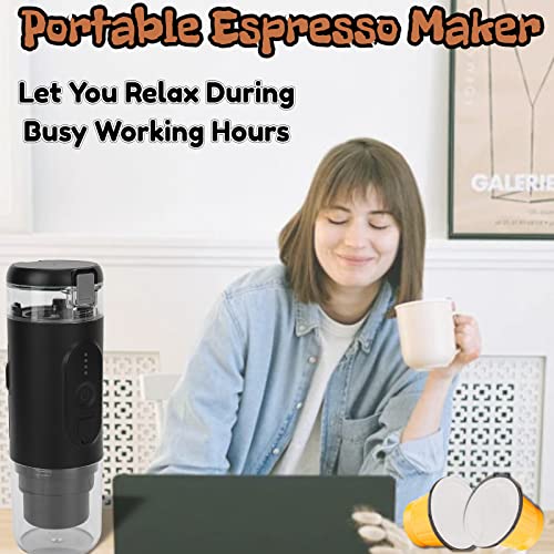 Rosvola Portable Espresso Maker, Travel Espresso Maker Wiht Usb Charging, Compatible Capsules And Coffee Powder, Manually Operated For Travel Camping Rv Hiking Or Office #TOP1