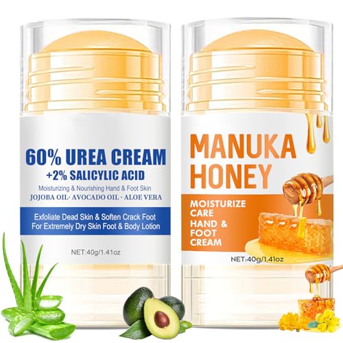Crema Urea 60% + Crema de Miel, Hidratante para Pies, Barra Reparadora Talones Agrietados, Hidrata y Suaviza los Pies Secos, para Pie Secos y Agrietados, Talones, Manos, Codos y Rodillas