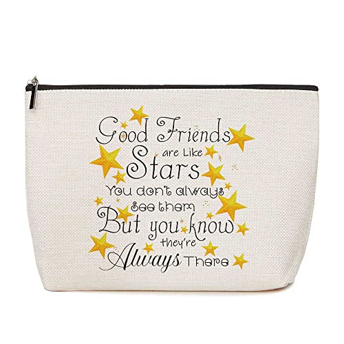 Good Bestie Makeup Bag for Women, Birthday Gifts for Friends | Good Friends are Like Stars, You Don't Always See Them But You Know They're Always There | Friendship Gifts for Women ﻿