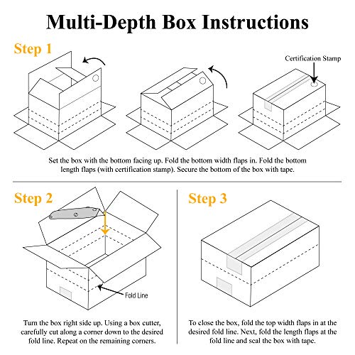 Image of Partners Brand PMD262012 Multi-Depth Corrugated Boxes, 26 inchL x 20 inchW x 12 inchH, Kraft (Pack of 10)