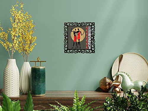 Image of Casa Rica Photo Frame Painting Wall Hanging home decoration for Wall, Living /Bed Room, Lobby(12inch x12inch) Laser Cut(Multicolor) (African Modern Art 2)