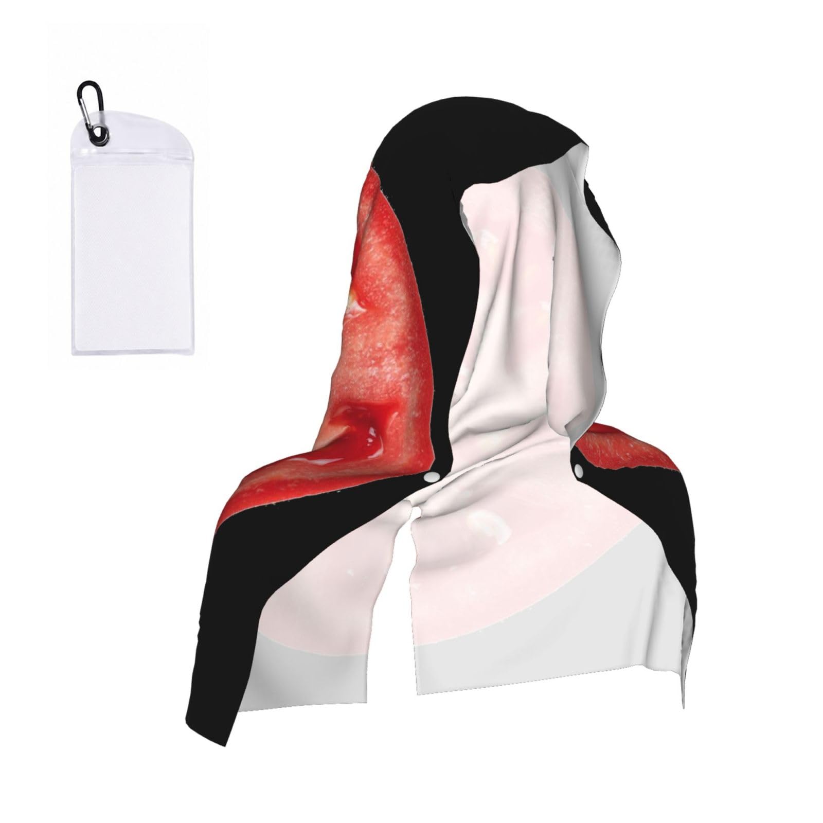 Satusa Men's Black Tomato Slice Print Cooling Hoodie Towel, Cooling Towels For Neck And Face, Quick Drying Absorbent Cooling Head Towel Beach Camping Gym Construction(2Pcs)