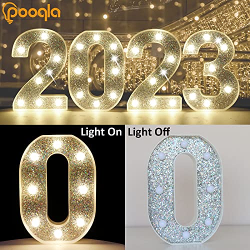 Image of Pooqla Marquee Light up Numbers, Lighted Numbers for 6th Birthday Decorations, Night Light Battery Powered for Silver Party Decorations, Gift for Boys Girls Christmas Wedding Home Room Decoration