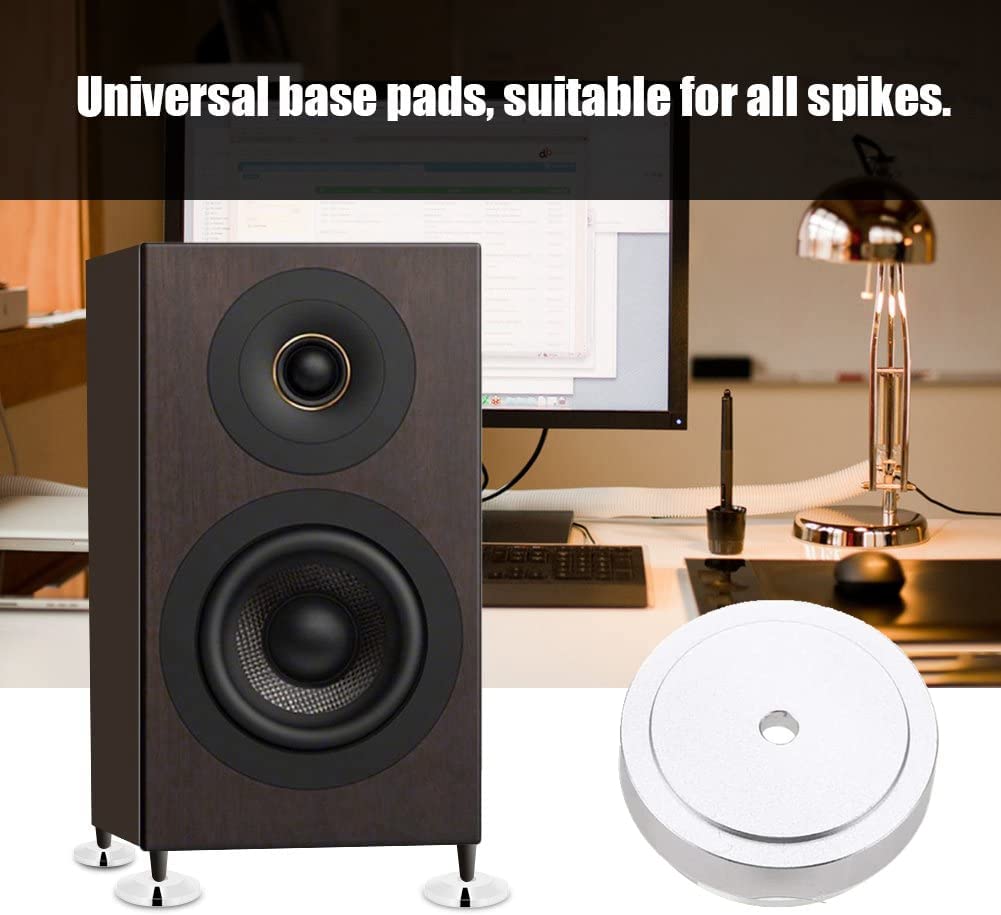 4Pcs Enceinte Pointes Coussinets en cuivre, Pad Isolation de Haut-Parleur, Chocs Base Support Pieds Cône Base,40 * 10mm Pieds D'isolation de Haut-parleurs en Alliage D'aluminium