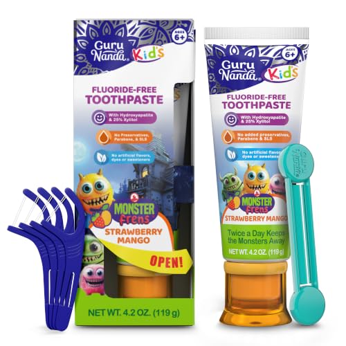 Image of GuruNanda Kids Toothpaste, Strawberry Mango, SLS & Fluoride Free, 4.2 oz