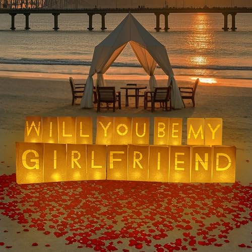Image of Will You Be My Girlfriend Sign - Will You Be My Girlfriend Proposals Light Up Letters with Roses, Romantic Decorations Special Night, Valentines Day Brithday Celebrations