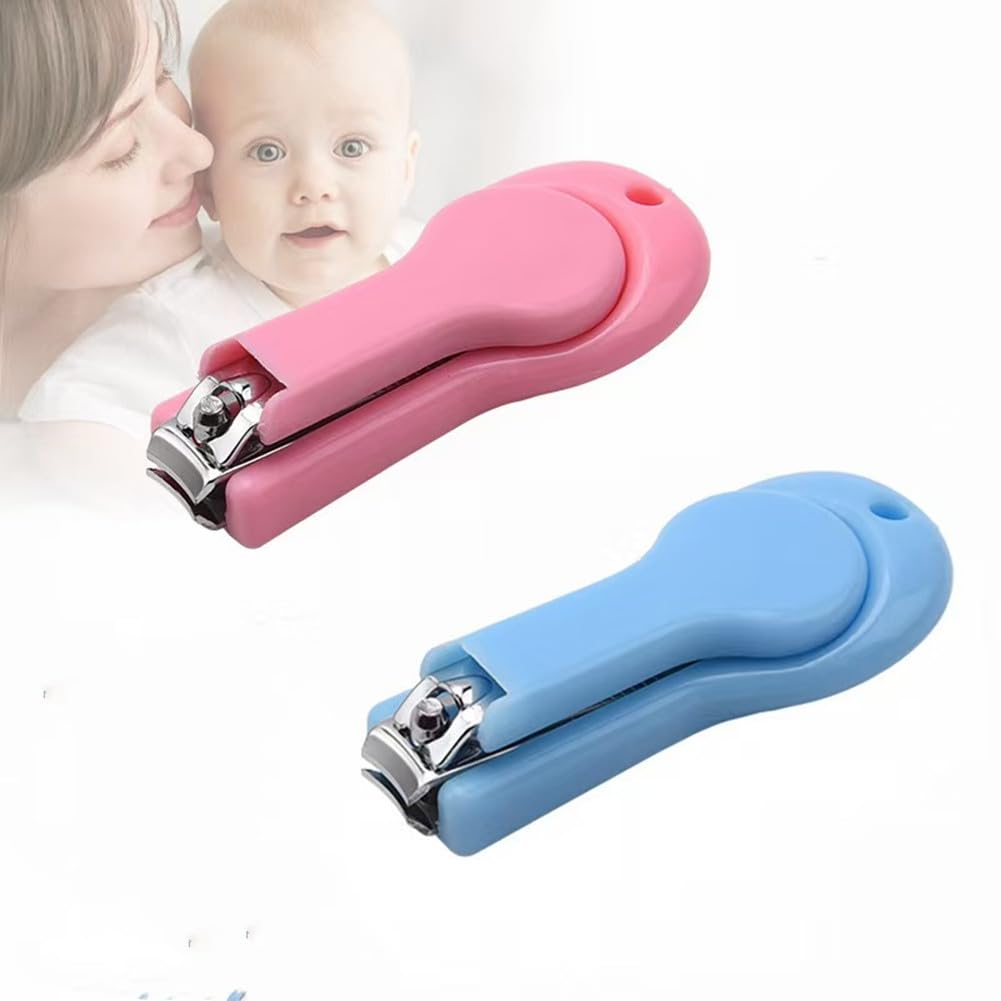 Cortaúñas para bebés XUJINCN, paquete de 2 cortaúñas, para recortar los dedos de las manos o de los pies del bebé, cortaúñas azul y rosa para niños pequeños, adecuado para bebés, niños pequeños y niños