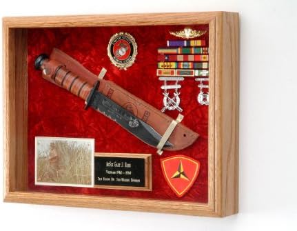 Military Knife or Pistol Display Case 16x12x3 (USMC Emblem / Red Velvet) image 2