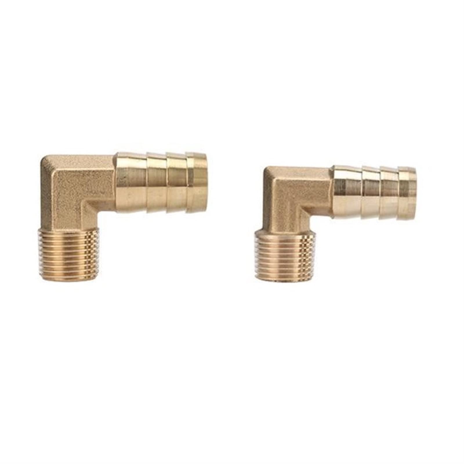 Connecteur coudé 3/8 en laiton mâle 16mm pour raccordement de tuyau barbelé résistant x2