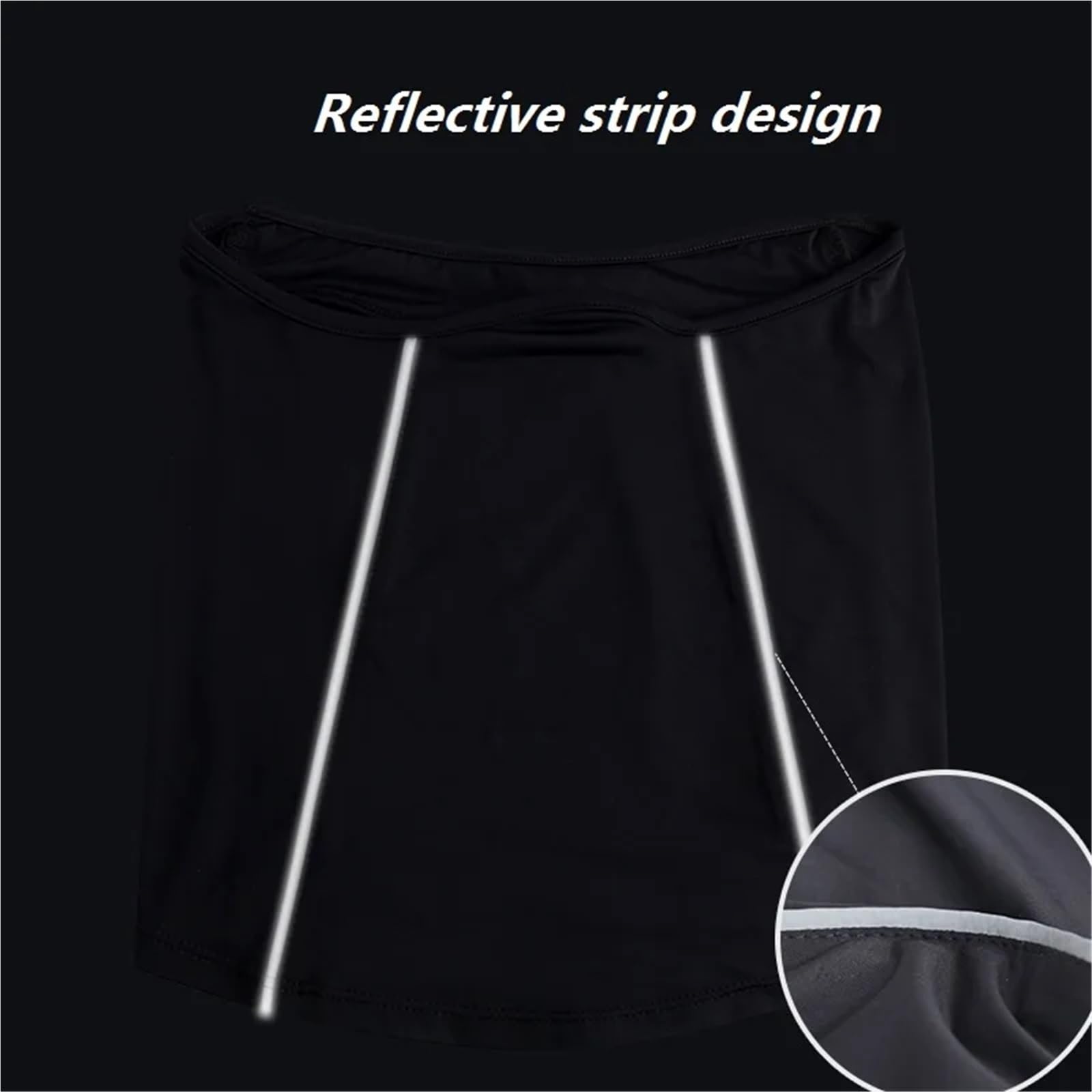 Fahrradmaske 2 Stück Sturmhauben, reflektierendes Streifen-Design, Eisseide, Halsmanschette, Outdoor, Motorrad, Radfahren, halbe Gesichtsmaske Fahrrad Maske Sommer(Black)
