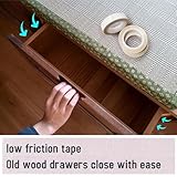 Drawer Slide Tape, Curtain Glide Tape Clear, Low Friction Tape, Silky Surface, Abrasion Resistant Glide Tape, Drag & Noise & Squeak Reduction, 3 Rolls 1/2 Inch x 33 Ft, 99 Ft Total - Image 4