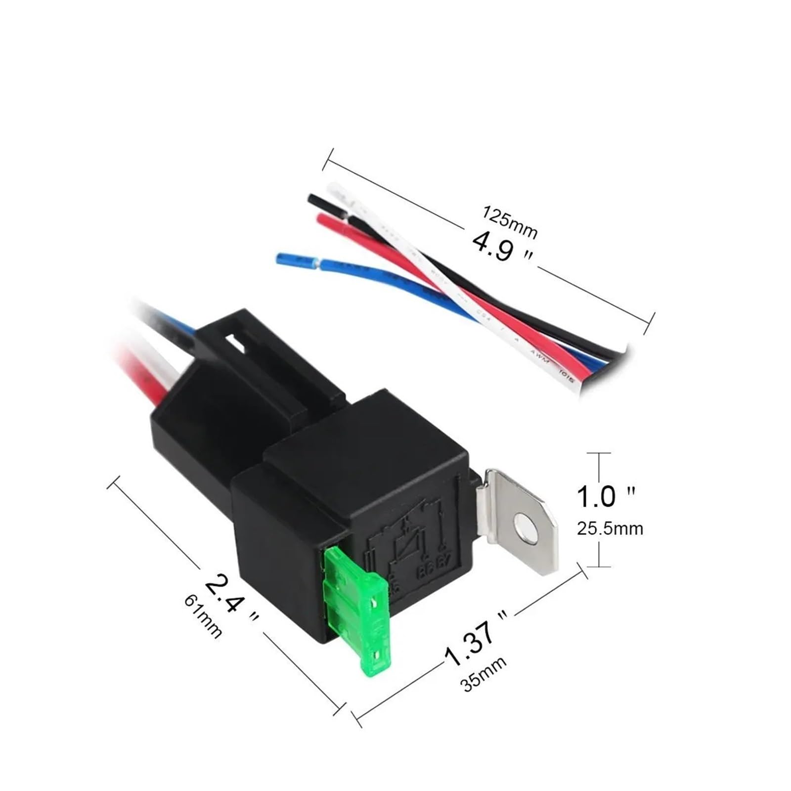 relé de Potencia Relé automático de Cobre de 4 Pines y 5 Pines, 12 V/24 V CC, 30 A, con Fusible de Encendido y Apagado, 6 Unidades(24V 4PIN)