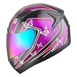 1STORM Motorcycle Bike Full FACE Helmet Booster Butterfly Purple; Size M (57-58 CM)