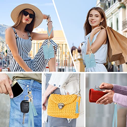 Image of KNGITRYI Small Wristlet Wallets for Women RFID Credit Card Holder Wallet Keychain Wristlet Wallet Credit Card Wallets for Women (Light Blue)