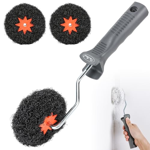 4 Pack Drywall Corner Compound Roller Kit with 2 Threaded Roller Frame