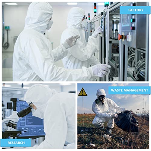 Image of Geiserailie 50 Pack Disposable Coveralls with Hood Protective Heavy Duty Full Body Paint Hazmat Suit for Men and Women