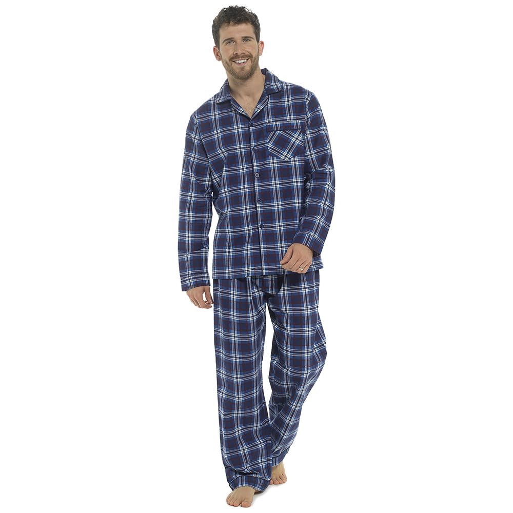 Undercover Men's Navy Check Brushed Cotton Pyjamas Ht025 2XL