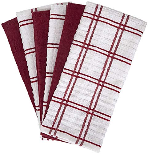 Dish-Towel-16×26-Red-Windowpane-Design-Kitchen-Hand-Towels-Large-Tea-Towel-Set-Dish-Towels-for-Kitchen-Natural-Ring-Spun-Cotton-Dish-Towel-Soft-Highly-Absorbent-400-GSM–6-Pack Dish Towel 16×26 Red Windowpane Design Kitchen Hand Towels Large Tea Towel Set Dish Towels for Kitchen Natural Ring Spun Cotton Dish Towel Soft Highly Absorbent 400 GSM–6 Pack