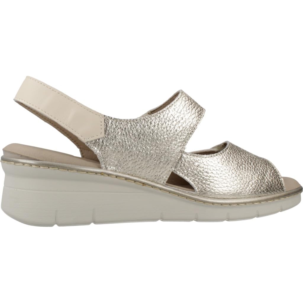 Pitillos - Sandalias Pitillos 11010 Mujer | Color Crema y Oro | Piel con Plantilla Extraíble | Hecho en España - Cuero