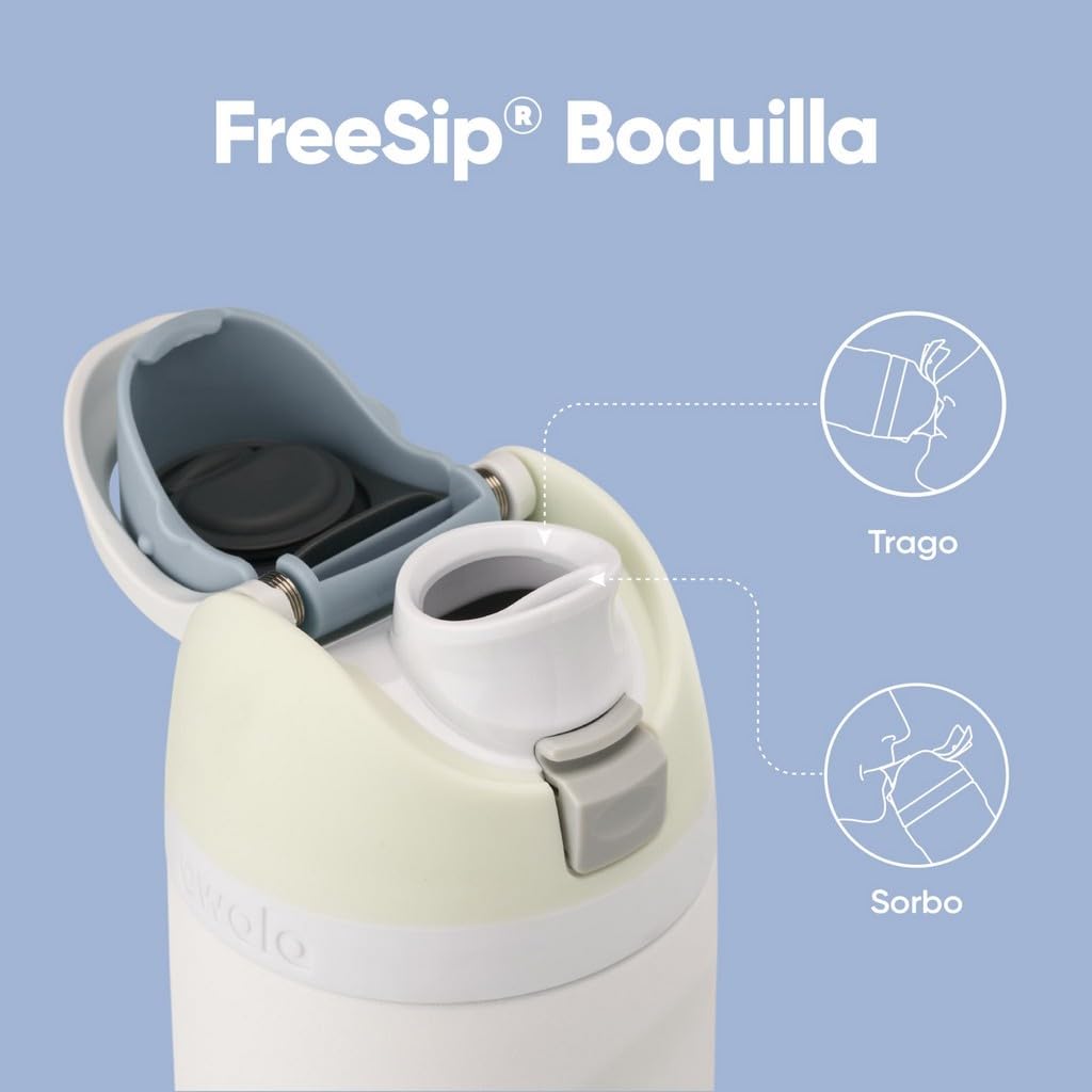 Owala FreeSip botella agua acero inoxidable con pajita, 710 ml - Botella térmica a prueba de fugas para el deporte y los viajes, sin BPA, Iced Breeze — view 3
