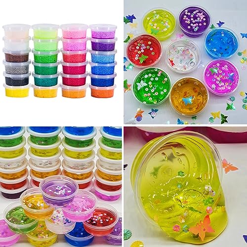 Image of ZOFORTY 100 Pack 4 oz Slime Containers with Lids, Small Plastic Storage Containers for Slime, Foam Ball, DIY Craft Making
