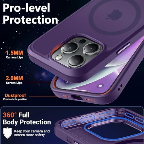 Image of MOCCA Magnetic Shockproof for iPhone 14 Pro Case,Deep Purple | 13ft Drop Tested | Compatible with MagSafe | Anti-Slip Matte Finish | Raised Camera & Screen Lip | Ultra-Slim Design