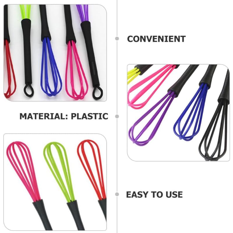 Lot De 5 Mini Fouets En Plastique - Pour Cuisine Ou Coloration Cheveux - 18 Cm