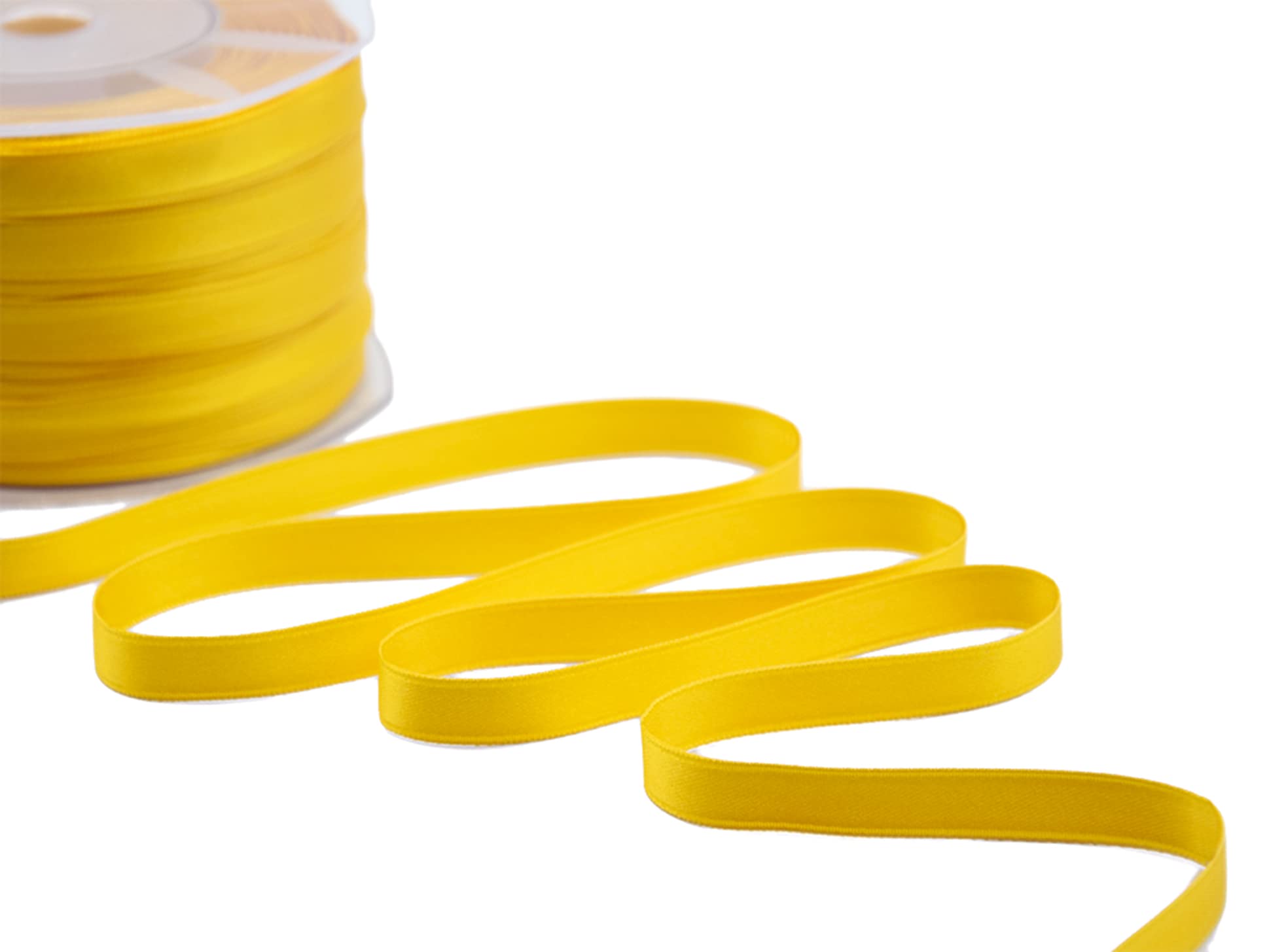 Nastro Doppio Raso Giallo Sole 10mm X 25m - Tessuto Italiano Per Regali E Decorazioni - Foto 6