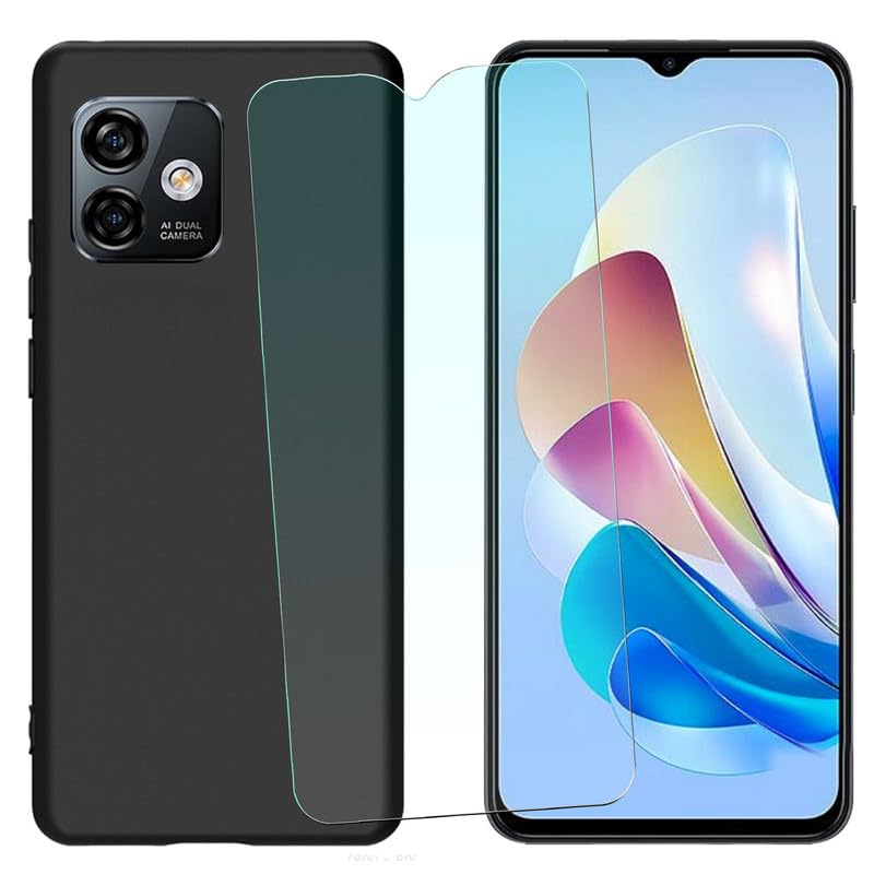 NEOYUKL Cover for Ulefone Note 16 Pro Phone Case(6.52 inches), for Ulefone Note 16 Pro Screen Protector [1 Pack],Shockproof Protective Cover TPU Silicone Black Shell for Ulefone Note 16 Pro