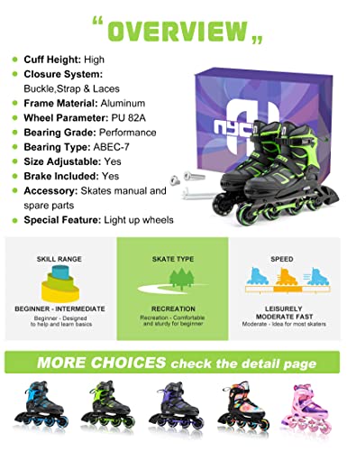 Nyctus Inline Skates For Boys And Men, Kids Roller Blades Adult Male Boys Ages 8-12, Patines Para Adultos Hombre #TOP4
