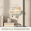 Rebee Vision Pine Wooden Key Holder Wall Mount with Mail Organizer Basket – Rustic Farmhouse Wall Decor for Living Room – Vintage Key Rack & Storage Organizer for Home Essentials (Whitewash) #5