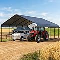 RITERYIFER Metal 20x20 ft Carport Heavy Duty Lean to Canopy Carports Kits for Garage,Aluminum RV Car Port with Steel Shelter Frame Cover for 2 Car or Boats
