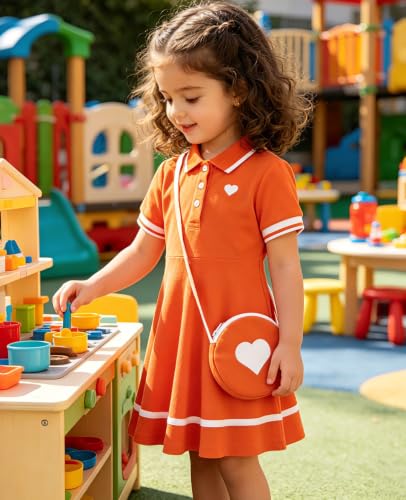 Move Dance Little Girls Sporty Dress 3T 4T Orange Sundress with Bag - image 4