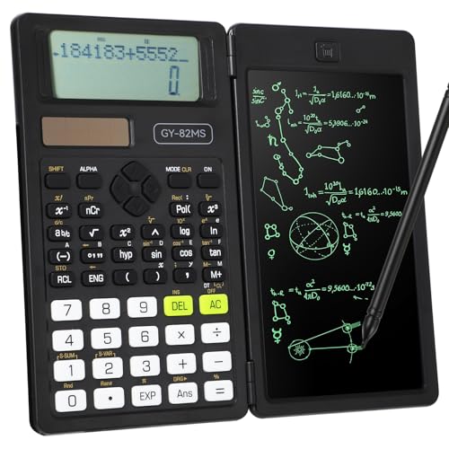 Yaskyly Calculadora Científica, 12 Dígitos Calculadora Científica de Doble Potencia con Tableta, Pantalla de 2 Líneas y 240 Funciones Aritméticas Calculadora con Batería Solar para Oficina Escuela