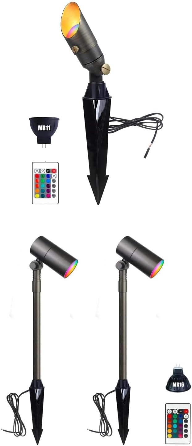 Color Changing Brass Landscape Light and 12V Low Voltage Landscape Path Lights