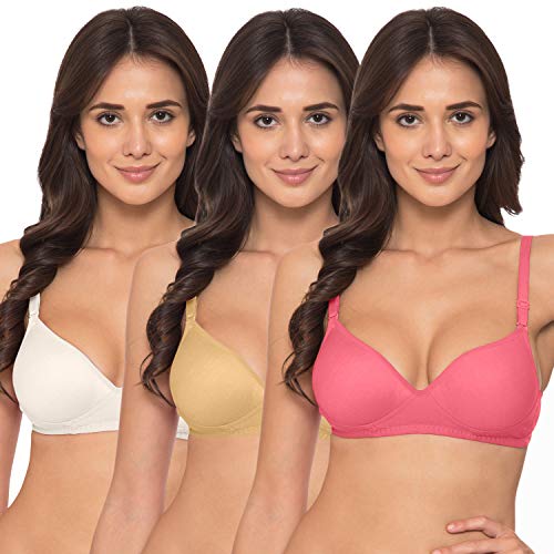 Image of Komli - Heavily Padded Push-Up Bra - Cotton Rich - Balconette - 3 /4th Coverage, Seamless, Wireless, Multiway Straps - T-Shirt Bra