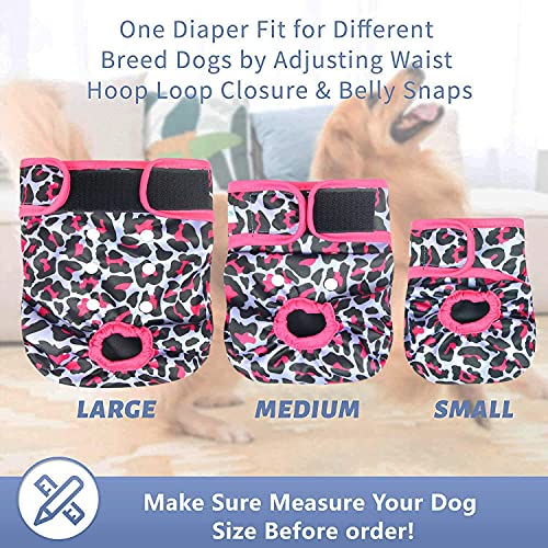 Leekalos Reusable Washable Dog Diapers Female (3 Pack) - Highly Absorbent Doggie Diapers - Size Adjustable Puppy Diapers For Dog Period Panties (Small, Leopard) #TOP4