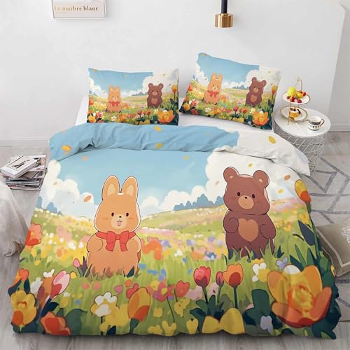 Housse de Couette 240 x 260 JardinOurson avec 2 Taies Parure Microfibre