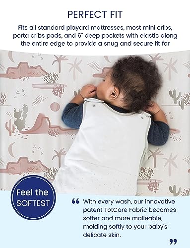 Image of TotAha Cactus Pack N Play Sheets, Premium Stretch Fitted Portable Mini Cribs Playards Sheets, Ultra Soft Breathable Jersey Knit Mini Crib Sheet, 2 Pack