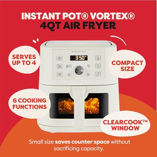 Image of Instant Pot 4Qt VORTEX 6-in-1 Mini Air Fryer, Custom Program Options, Air Fry, Broil, Roast, Dehydrate, Bake, Reheat, Sea Salt, 4 Quarts