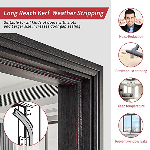 Image of 40 Feet Long Reach Weather Stripping Door Seal, V-Shaped Replacement Door Seal Strip Foam Kerf Weather Stripping for Doors Frame Card Slot Door Insulation Strip, Easy Cut to Size(Black)