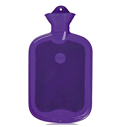 2 Liter Gummi-Wärmflasche, Wärmeflasche Warmtherapie einseitig Lamellen, flieder