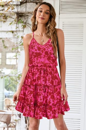 Image of Newshows Women's Summer Casual Dress Cute A Line Ruffle Hem Flattering Fit Beach Vacation Sundress