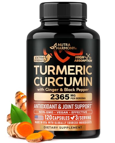 Turmeric Curcumin Supplement 2365 mg - Turmeric with Ginger & Black Pepper - Highly Bioavailable &...