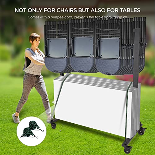 Folding Chair Rack Chair Dolly Folding Chair Storage Folding Chair Cart Holds More Chairs With Rubber Locking Caster Wheels Dustproof Trolley Cover For Stackable Chairs And Tables Capacity 84 Chairs #TOP5