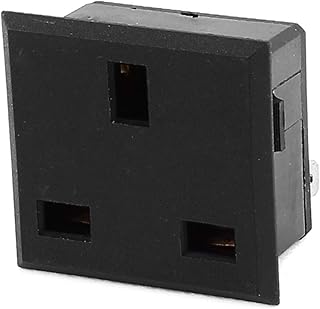 New Lon0167 AC 250V Featured 13A UK 3 reliable efficacy Terminals Socket Square Cabinet Panel Outlet Power Receptacle Black(id:cbb 47 97 f97)