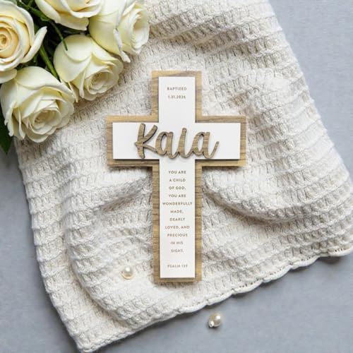 Croix de baptême personnalisée, décoration de chambre d'enfant, cadeau de baptême, croix avec nom, cadeau de premier baptême pour filles et garçons
