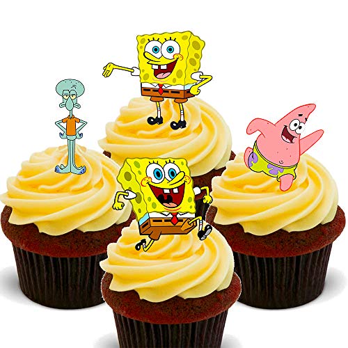 Made4You Bob Esponja Squarepants  Decoración Comestible para Cupcakes  Obleas de decoración para Tartas