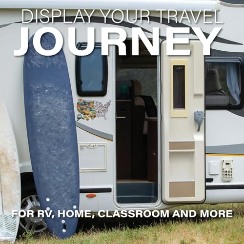 Image of RV State Visited Travel USA Map Vinyl Sticker - Camper Trailer Decals for Window with State Flag - Road Trip Map of America - Waterproof, UV Protection for Window, Door or Wall (Landscape)