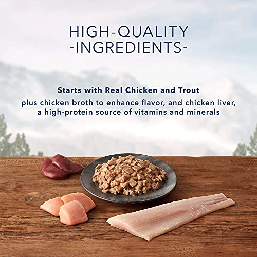 Image of Blue Buffalo Wilderness Wild Delights High Protein Grain Free, Natural Adult Flaked Wet Cat Food, Chicken & Trout 3-oz cans (Pack of 24)